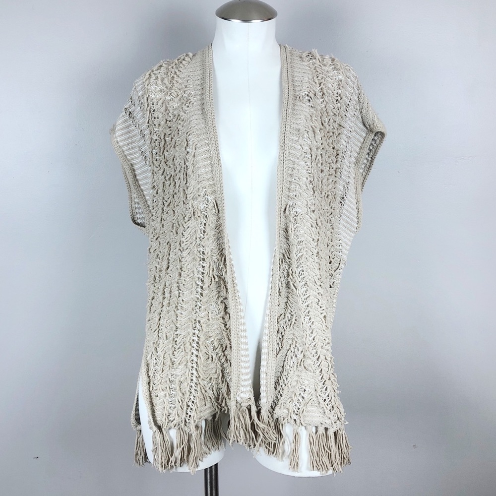 New Loft Tan Fringe Cardigan Sweater
